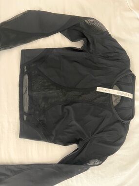 lululemon athletica Black Mesh Long Sleeve Crop Top